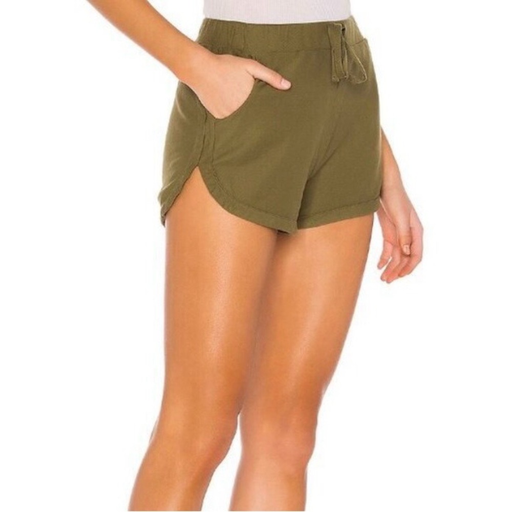 Bobi Los Angeles Size Medium Olive Green Knit Twill Shorts